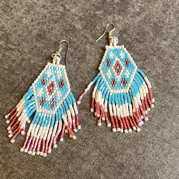 handmade Jewelry - Gorgeous hand-beaded fringe earrings